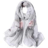 Foulard 100% Soie De Mûrier Grande Écharpe Châle – Ultra Léger, Respirant, Dégradé Élégant, Luxe Doux Pour Femme Toutes Saisons