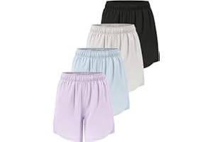 ATTIQOZI 4 Pack Girls Athletic Shorts Quick Dry with Pockets Lightweight Running Basketball Soccer Bike Shorts for Girls