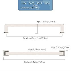 9BUILD 6 Pack 7 Inch Cabinet Handles Brushed Satin