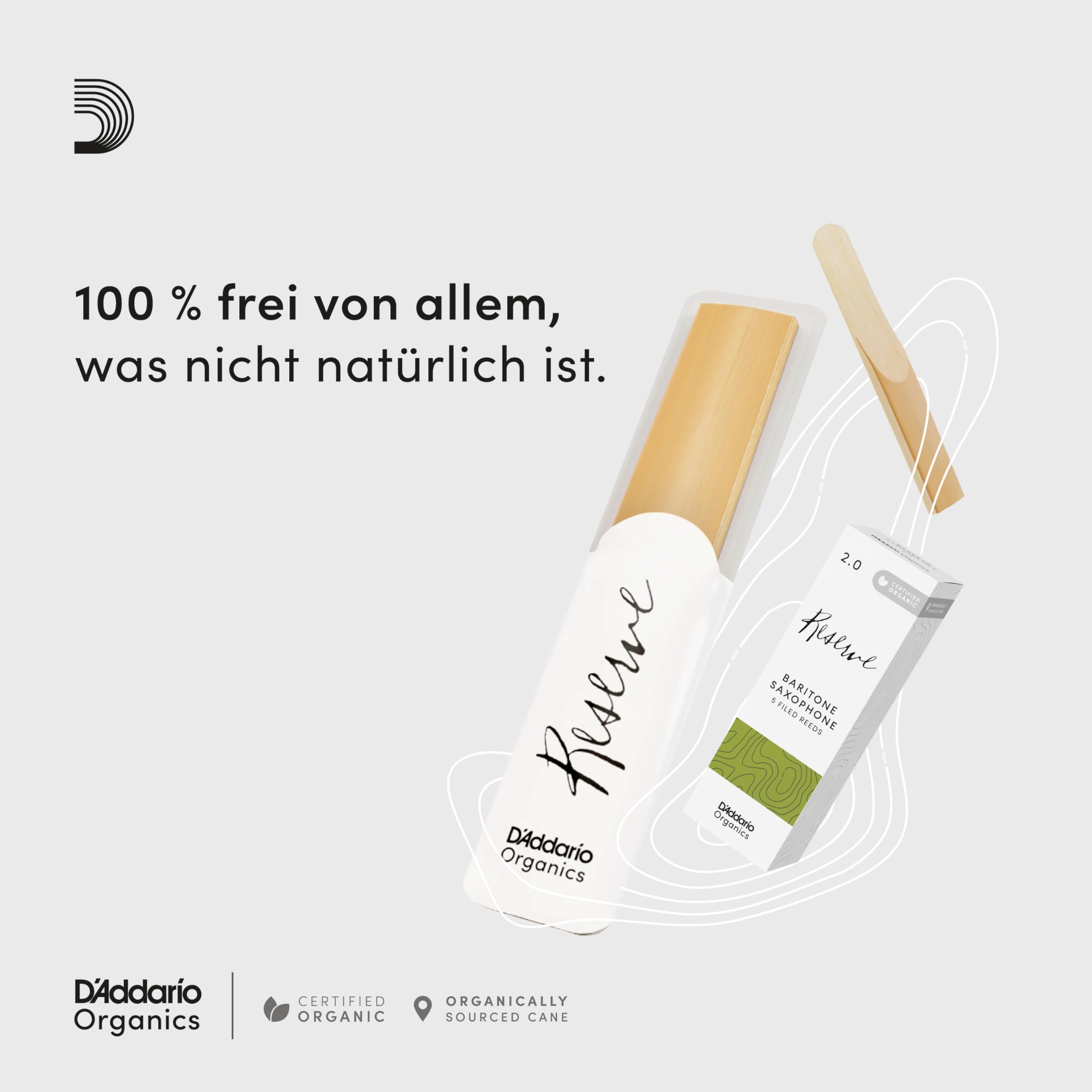 D'Addario Organisch Reserve Alto Saxophon-Stimmzungen - Saxophonrohre - Das erste und einzige Bio-Schilfrohr - 3.0 Stärke, 10 Packung 5