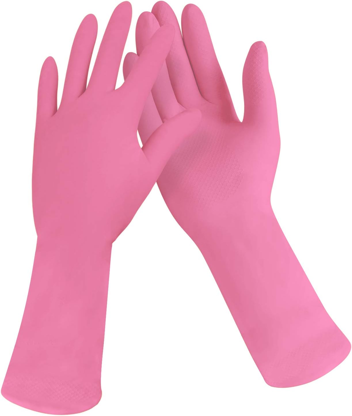 FMP BrandsCleaning Gloves, 12 Pairs Rubber Gloves for Washing Dishes, Non-Slip Dishwashing Gloves, Waterproof Reusable Latex Dish Gloves for Kitchen, Bathroom, Household, Gardening (Small, Pink)