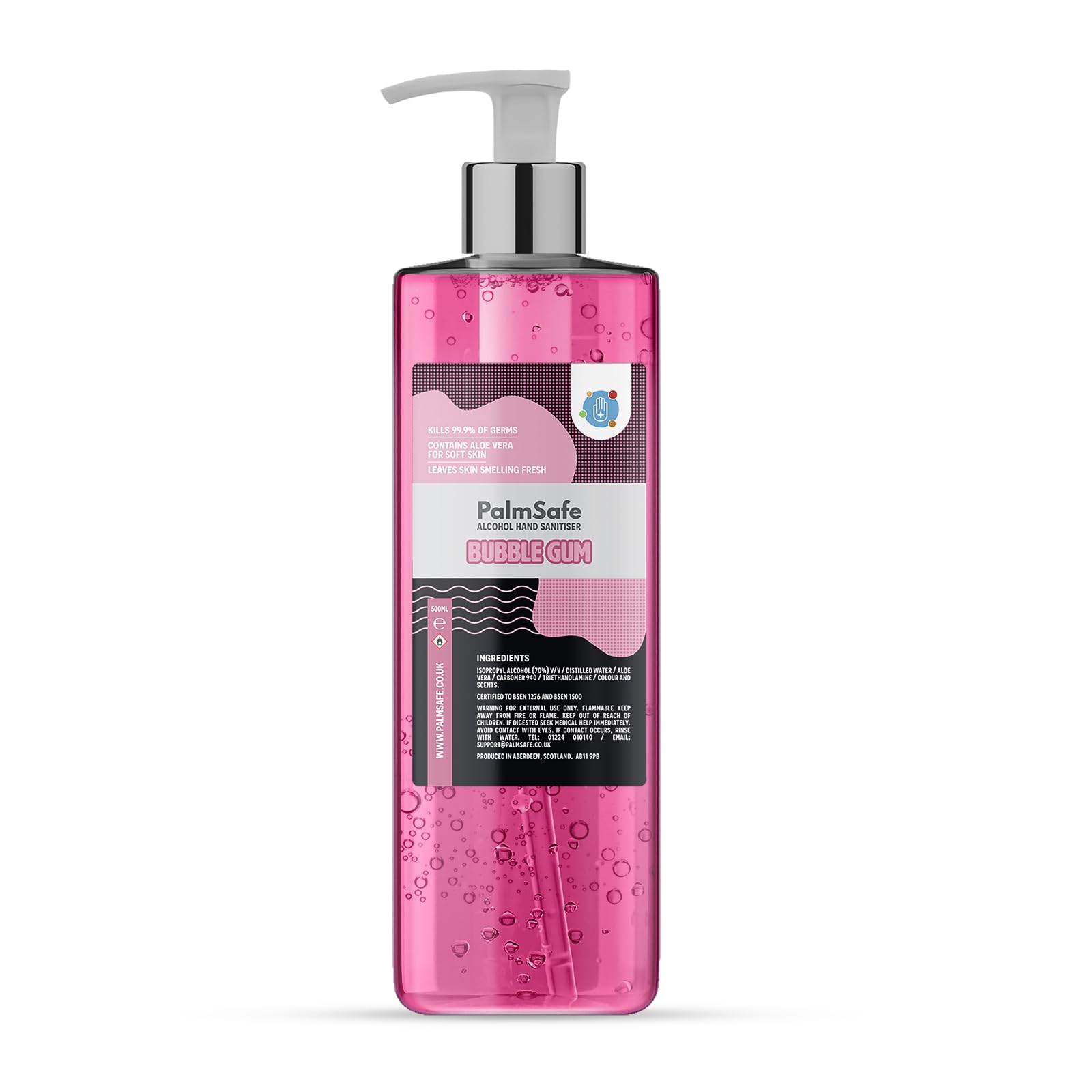 Palm Safe Bubble Gum Alcohol Hand Sanitiser 500 ml Pump Bottle