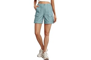Lepunuo Cargo Shorts for Women Baggy Casual Elastic Waist Shorts Relaxed Fit Stretch Cargo Shorts with 6 Pockets