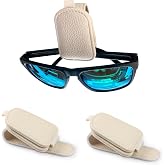 LTOHOE 2 Pack Sunglass Holder for Car Visor, Magnetic One-Hand Access Beige | Leather Sunglasses Holder Clip with Strong Magnetic Closure, Easy to Reach While Driving, Secure Fit for Glasses Tickets Card