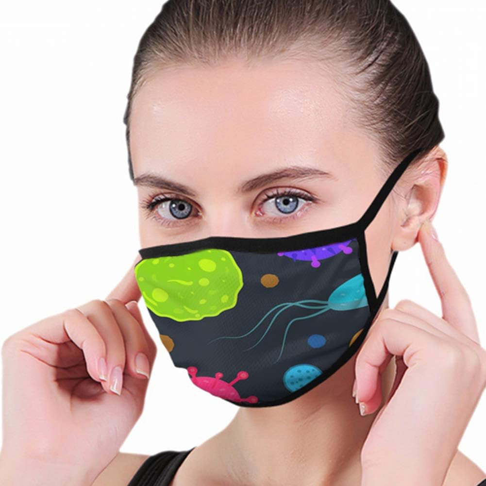 Funny Bacteria Virus Microbe Dustproof Washable Reusable Mouth Cover Mask Respirator Germ Protective Safety Warm Windproof Mask
