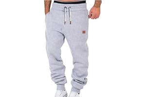 Men's Heavyweight Jogger Sweatpants Drawstring Elastic Waist Fleece Lined Cargo Baggy Workout Pants with Pocket