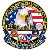 American Warriors - US Military Armed Forces - 5" Round Embroidered Patriotic Patch