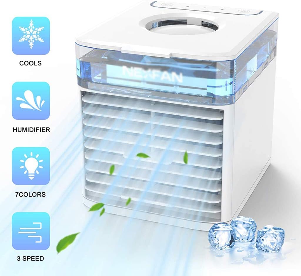 Air Cooler, 4In1 Portable Mini Air Cooler Humidifier with 7 Colors