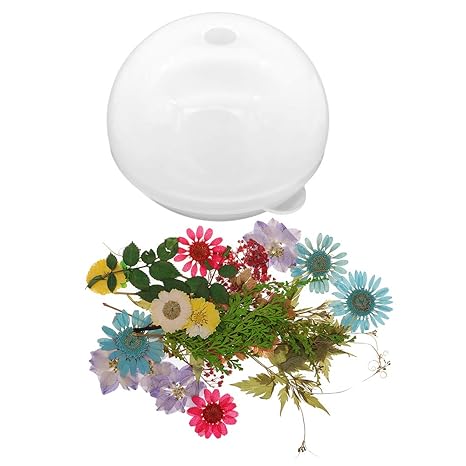 P Prettyia Moule Silicone Boule Avec Fleurs Séchées