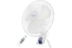 Simple Deluxe 16 Inch Wall Mount Fan with Remote Control, 3 Oscillating Modes, 3 Speed, Timer