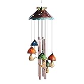 EVOLUX Wind Chimes for Outside, Mushroom Wind Chime Garden Decor Outdoor, Yard Decorations Wind Chimes Gifts for Mom Grandma Women Housewarming Gift, Green, 70-FL