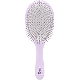Diane Metallic Pin Detangler Anti Static Hair Brush for Wet or Dry Hair | Metallic Pins Gently Massage Scalp &amp; Smooth Frizz, Flexible Cushion Base for Fine, Thick, or Textured Hair, Purple