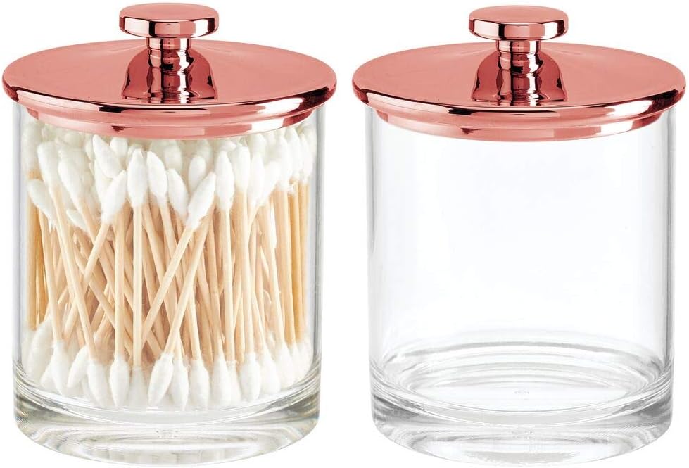 mDesign Modern Round Plastic Bathroom Vanity Countertop Storage