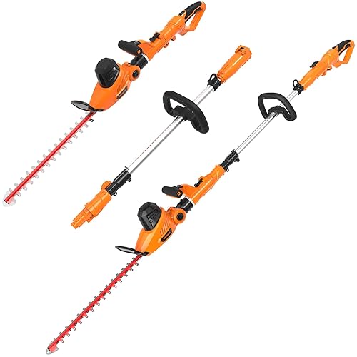 GARCARE 2 in 1 Long Reach Hedge Trimmers Electric Corded With Telescopic Extendable Pole 20Inch SK5 Laster Blade Bush Trimmer For Tall And Short Hedges
