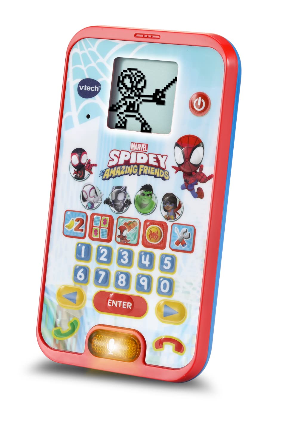 VTech 554403 Spidey and His Amazing Friends: Spidey Learning Phone, Educational Toy For Language Development, Suitable for Boys and Girls 2, 3 4, 5 Years, English Version, Red