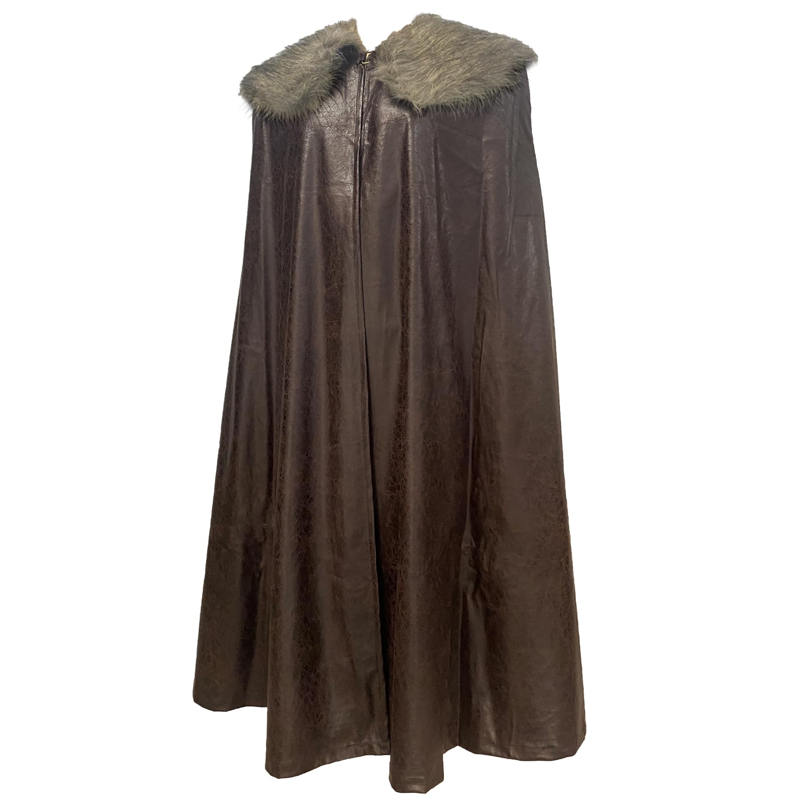 HiiFeuer Medieval Barbarian Cloak with Artificial Fur Shawl, Wrap Collar Viking Warrior Cape, Renaissance Role Play Costume(Dark Brown M)