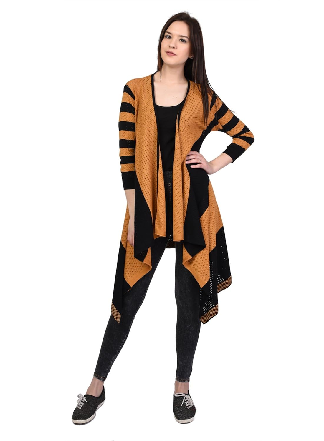 women's 3/4 th sleeves long open pointelle shrug ( s039)