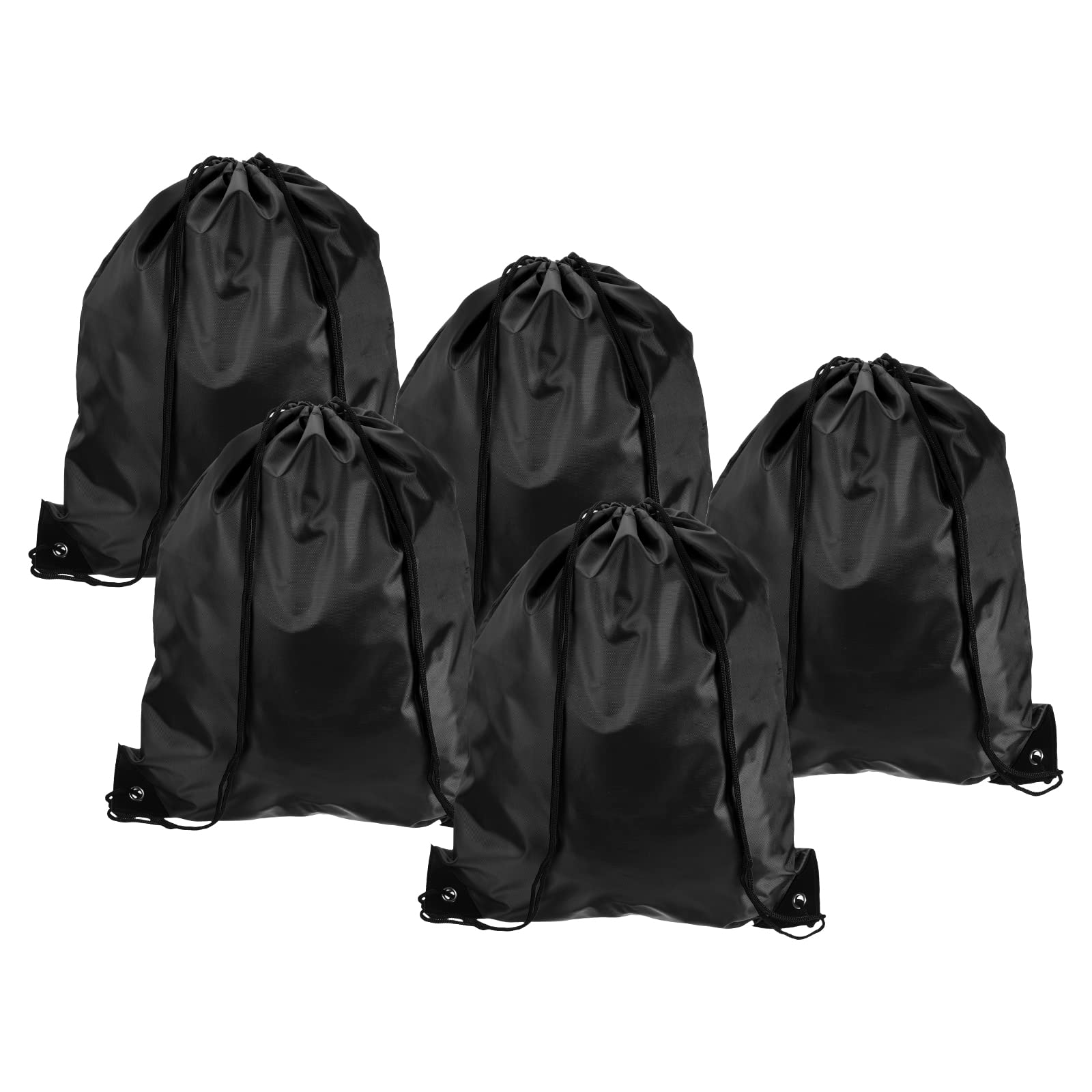 PATIKIL 42x34cm Nylon Drawstring Bag, 10 Pack Storage Bulk Cinch Backpack Sack for Gym Sports Outdoor Traveling, Black