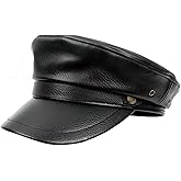 Brcus Women Yacht Captain Sailor Hat PU Newsboy Cabbie Baker Boy Peaked Beret Cap