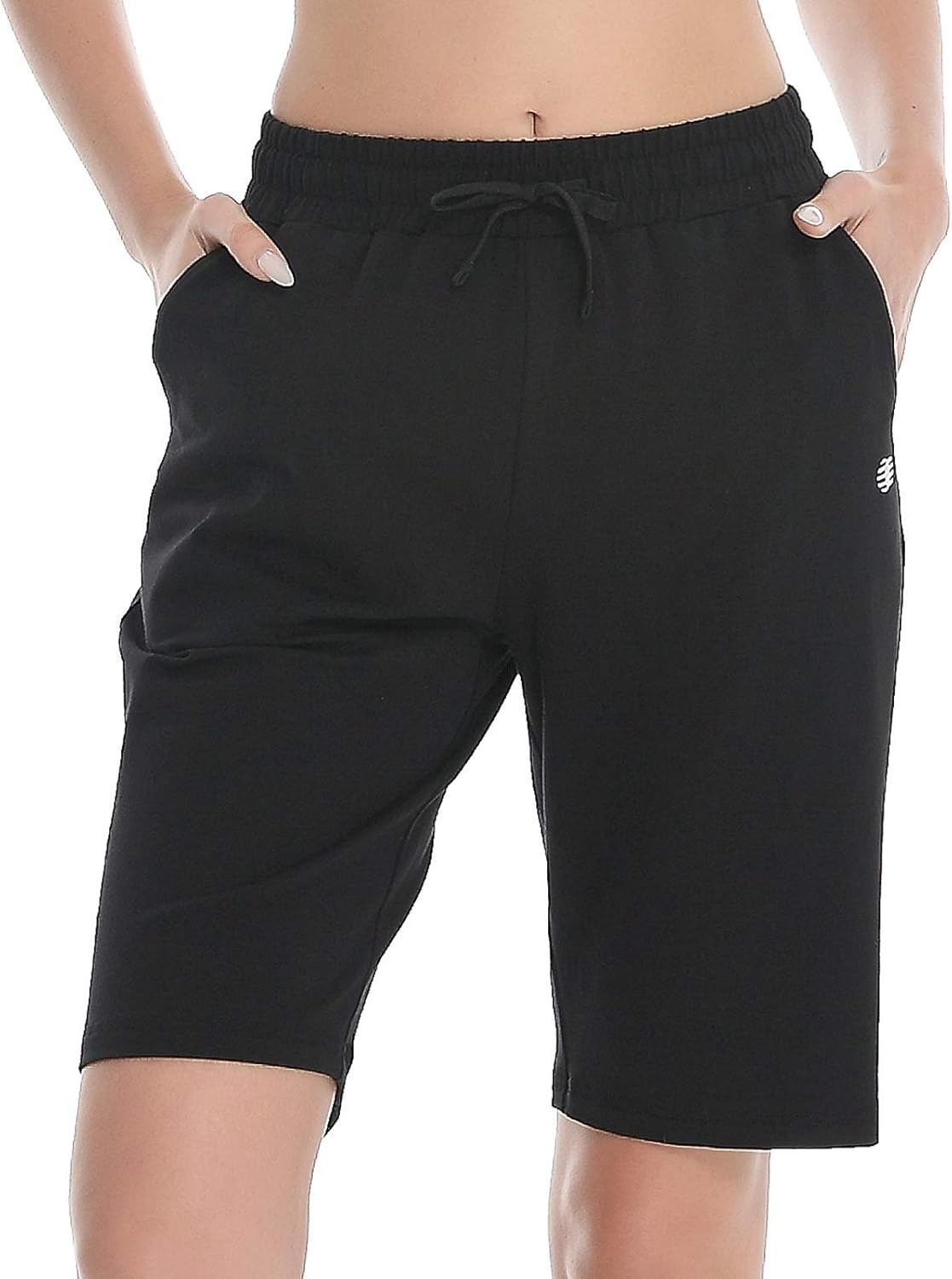 Buy LAZALAM Women's Bermuda Shorts Cotton Jersey Shorts Athletic Active Yoga Workout Gym Jogger