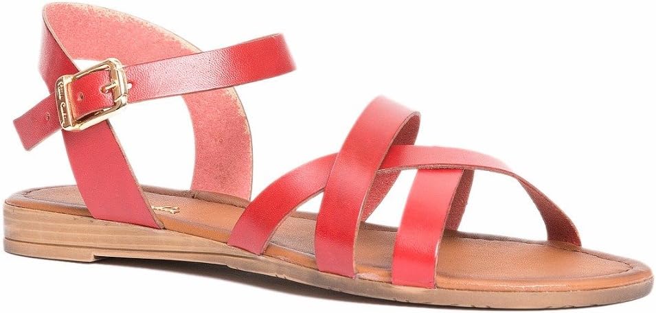 Pierre Cardin Women's Leather Flat Cross Sandal