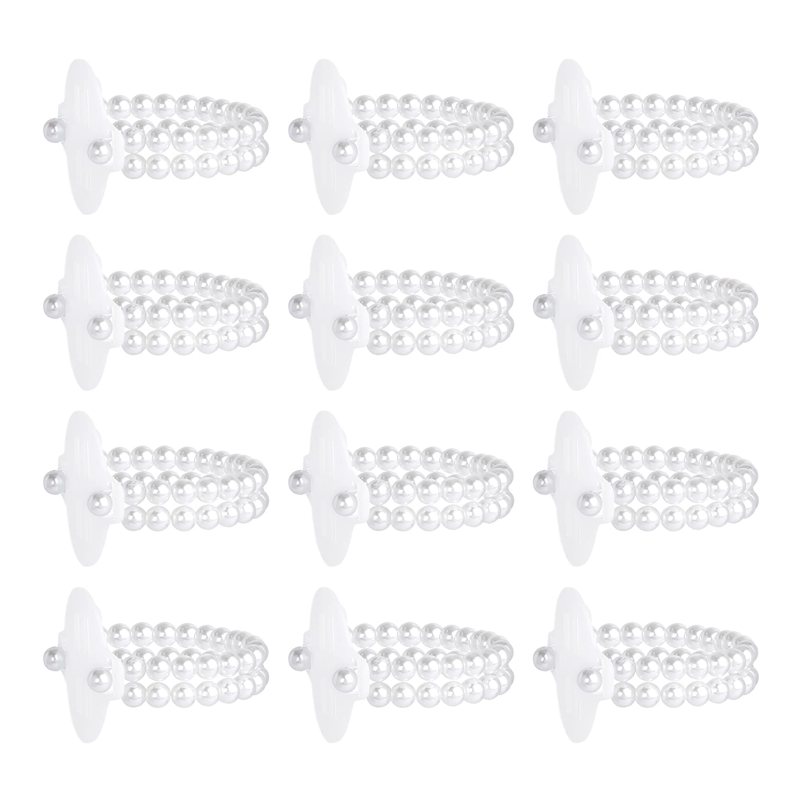 NBEADS 12 Pcs Wrist Corsage Elastic Pearl Bands, Imitation Pearl Stretch Bracelets, Pearl Stackable Strand with Organza Bags for Flower Wedding Beach Party