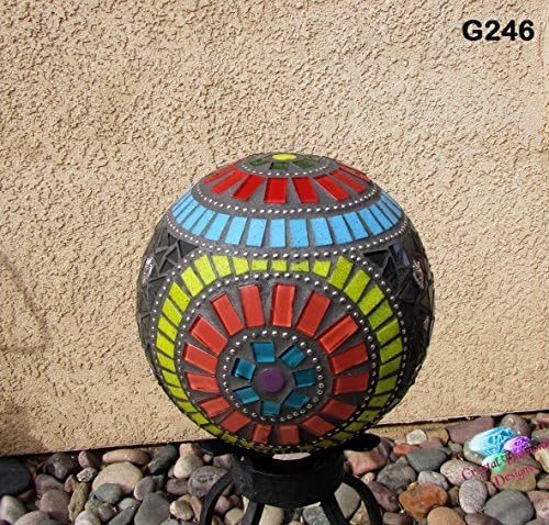 Gazing Ball Sphere Made with Handmade Tiles Mosaic for your Yard G246