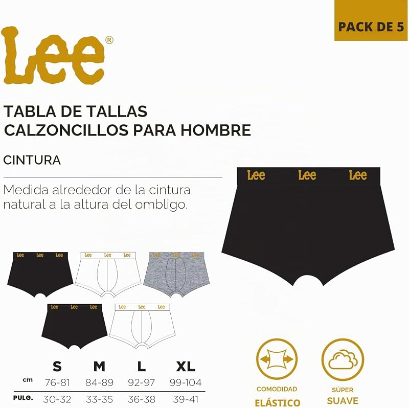 Hombres Bañador Negro/Blanco/Gris Paquete de 5 Grande