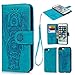 Compatible with iPhone 8 Plus Case, iPhone 7 Plus Case PU Leather Wallet Case Oil Wax Embossed Elephant TPU Inner Detachable Magnetic Credit Card Holders for iPhone 7 Plus & iPhone 8 Plus Blue