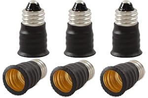 E-Simpo 6pcs E11 Mini Candelabra Halogen lamp Base to E12 Chandelier LED Light Socket Bulb Holder Adapter Adaptor Converter (6pcs E11 to E12 Adapter)