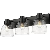 Golden Lighting Remy 3 Light Bath Vanity in Matte Black with Clear Glass Shade