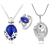 HJYZY The Vampire Jewelry Elena Gilbert Opening Vervain Locket Pendant Necklace Daywalking Katherine Sapphire Necklace Sapphire Crystal Daylight Ring with Stickers 13 pcs