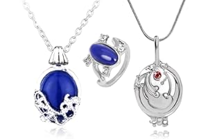 HJYZY The Vampire Jewelry Elena Gilbert Opening Vervain Locket Pendant Necklace Daywalking Katherine Sapphire Necklace Sapphire Crystal Daylight Ring with Stickers 13 pcs