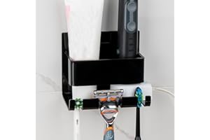 LUEXBOX Electric Toothbrush Holder Wall Mounted, Electric Toothbrush Cord Organizer, Self Adhesive Electric Toothbrush Stand for Bathroom, Medicine Cabinet, Dorm(Black)