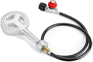 BESTFIRE High Pressure Cast-Iron Propane Burner Head,Round Burner Head with 20 PSIG Adjustable High Pressure Propane Regulator with Hose and Brass Fitting for Propane Burner Head for Cooking Outdoor