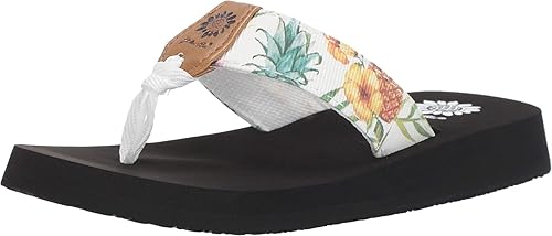 girls yellow box flip flops