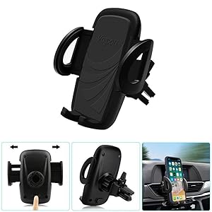 Air Vent Phone Holder for Car, Volport 360 Rotation Smartphone Car Vent Mount Cradle with One Button Design & 2 Level Clamp for iPhone Xs MAX XR X Samsung Galaxy S10 S9 S8 Note9 Note8 Google Pixel LG