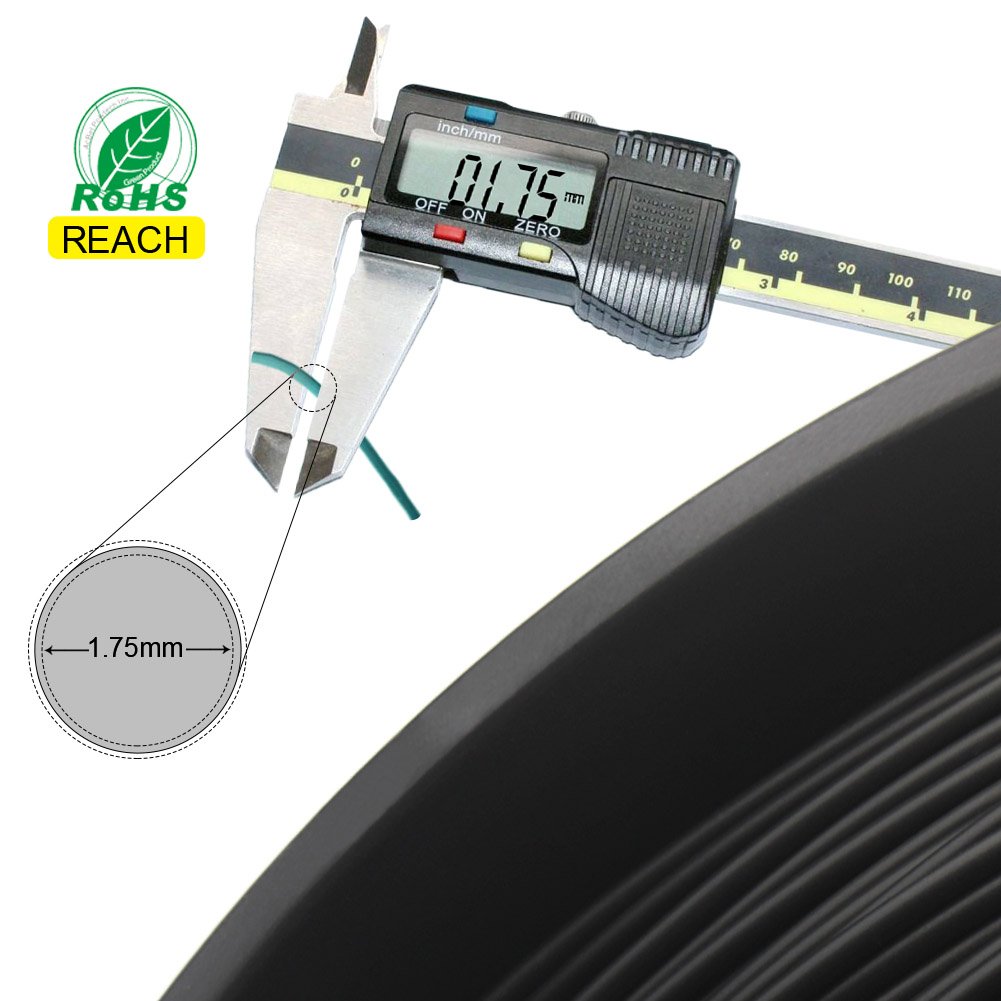 CREOZONE PLA 3D Printer Filament 1.75mm 1KG, 3D Printing Supplies, Dimensional Accuracy +/- 0.03mm, 2.2 LBS Spool, 3D Print Filament 1.75 for Most 3D Printer & 3D Pen (Black)