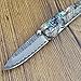 KUBEY Authentic Handmade Damascus Steel Collector Folding Knife,Drop Point Damascus Blade,Straight Sharp Edge,Beautiful Color Shell Handle with Lanyard,6 Inch Overall