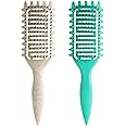 Curl Defining Brush,2024 Curly Hair Brush,Vented Hair Brush for Detangling, Shaping and Defining Curls For Women and Men Less Pulling (Green Beige)