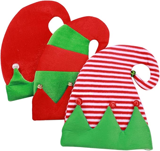 ABOOFAN 3pcs Christmas Elf Hat Elf Cap Cosplay Elf Headwear