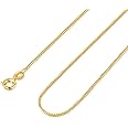 PPRLIFE 14K Gold Necklace for Women Gold Chain for Men 1mm Wide Thin Box Chain Thin Necklace for Women Chains Minimalist Classic Hip-Pop Necklaces Non Tarnish 16-26in