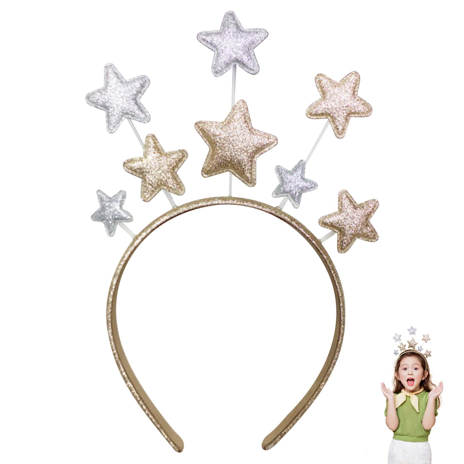 Star Headband Christmas Hair Accessories Xmas Accessories,Happy New Year Decoration for Ladies And Kids,Elastic Silicone Designs Bands,Different Funny Headdress for Holiday,Christmas Decoration