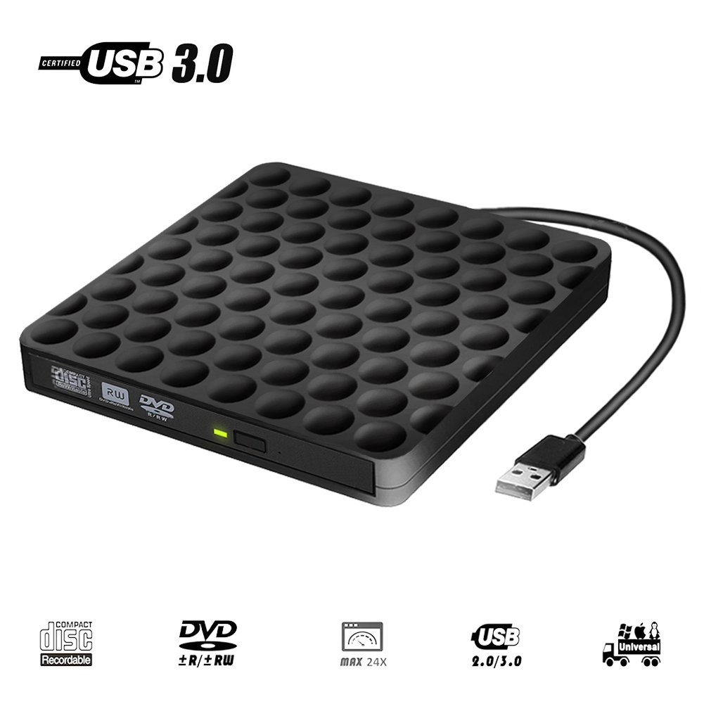 Grabadora CD DVD Externa Lector, USB 3.0 Portátil de DVD óptica RW ROW Reader Writer Player para PC Windows de Mac OS 10 7 8 XP Vista
