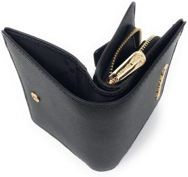 Michael Kors Jet Set Travel Saffiano Leather Bifold Zip Coin Wallet, Black Saffiano, M, Bifold Wallet - Image 5