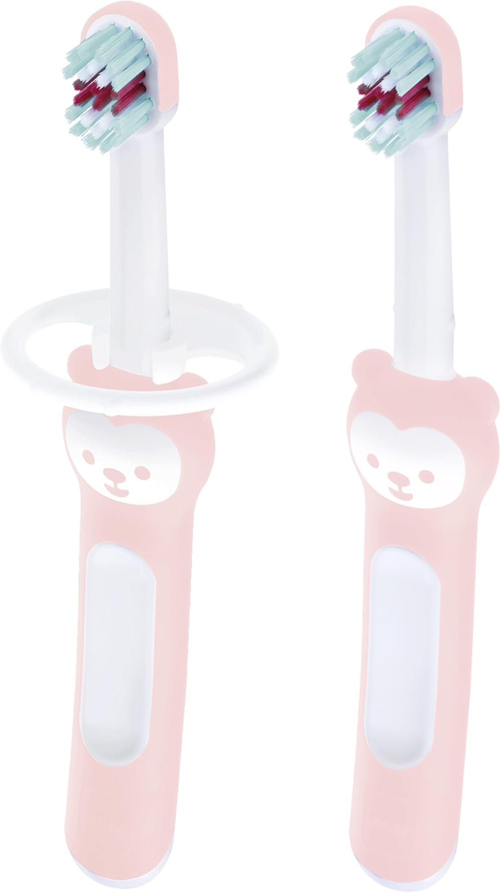 MAM Baby's Brush 2 Pack Extra Soft Bristles 6+ Months Pink