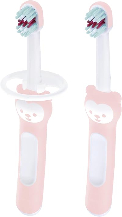 MAM Baby's Brush 2 Pack Extra Soft Bristles 6+ Months Pink