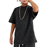 Pairxily Oversized Boys Tshirts Kids Cotton Blank T Shirts Unisex Basic Tees Acid Wash Tshirt Solid Youth Short Sleeve Tops