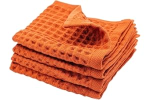 sea me at home Waffle Washcloth Set, 100% Cotton (4 Pcs Washcloth 13x13 inches, Terra)