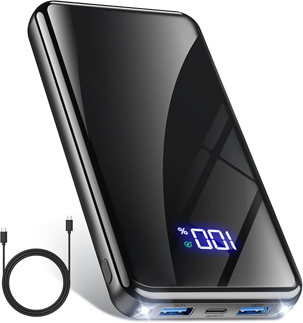 Power Bank,20000mAh Powerbank Schnellladefunktion 22,5W USB-C PD3.0 & QC4.0 Tragbarer Externer HandyAkkus mit LED Display/Taschenlampe,Kompatibel mit iPhone 17 Pro Max 16 15 14 Samsung Galaxy S25 Edge